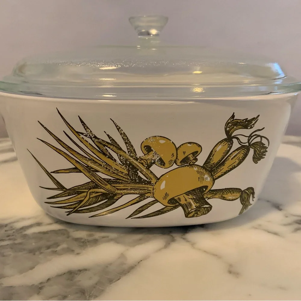 Vintage Corning Ware RARE Nature’s Bounty Mushroom 2.5 QT Casserole + Lid